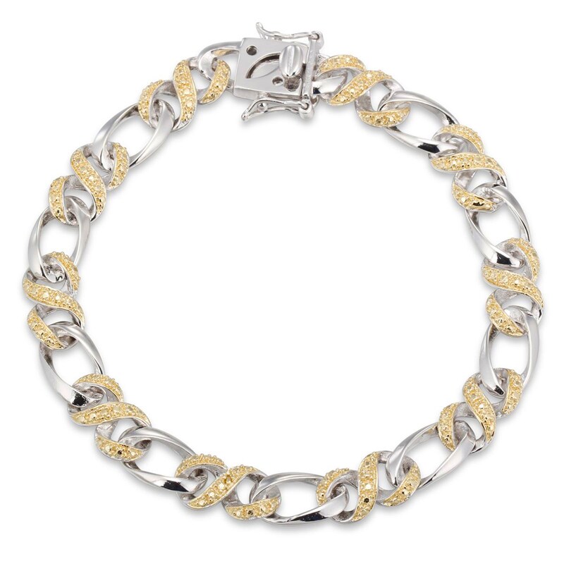 Main Image 1 of Previously Owned - Yellow Diamond Accent Infinity Braid Bracelet in Sterling Silver and 18K Gold Plate - 7.25"