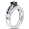 Thumbnail Image 2 of Previously Owned - 1 CT. T.W.  Black and White Diamond Bridal Set in Sterling Silver