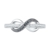 Thumbnail Image 1 of Previously Owned - 1/8 CT. T.W.  Black and White Diamond Infinity Ring in 10K White Gold