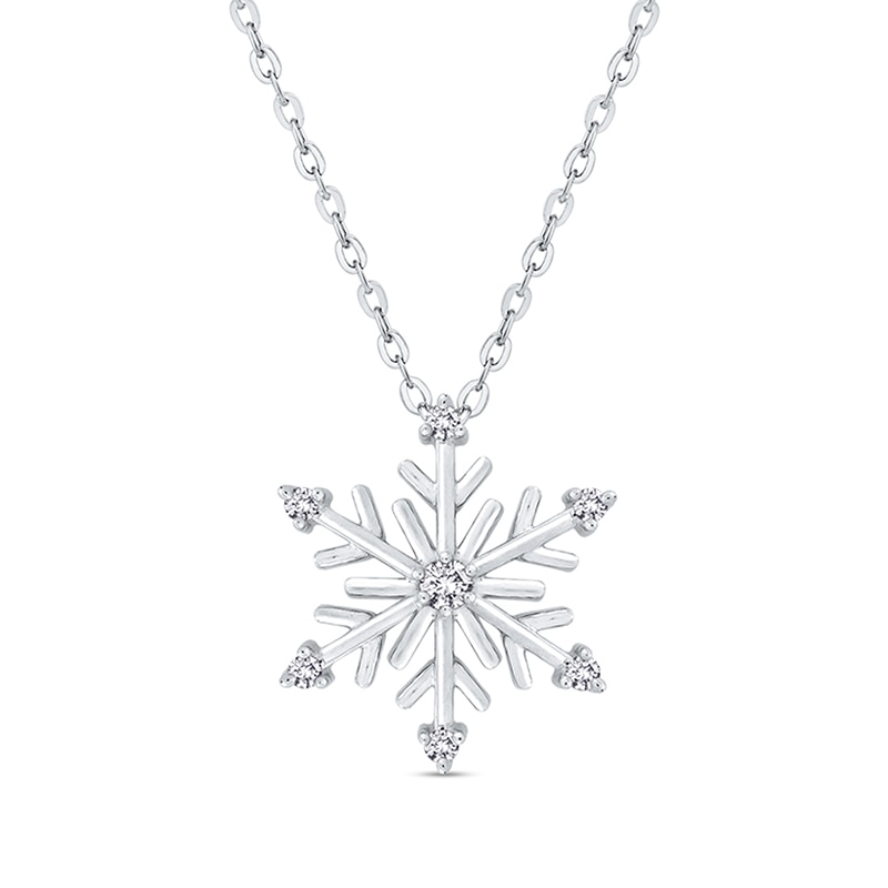 Previously Owned - 1/10 CT. T.W. Diamond Snowflake Pendant in Sterling Silver