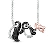 Thumbnail Image 1 of Previously Owned - Diamond Accent Penguin Family Necklace in Sterling Silver and 18K Rose Gold Plate - 16"