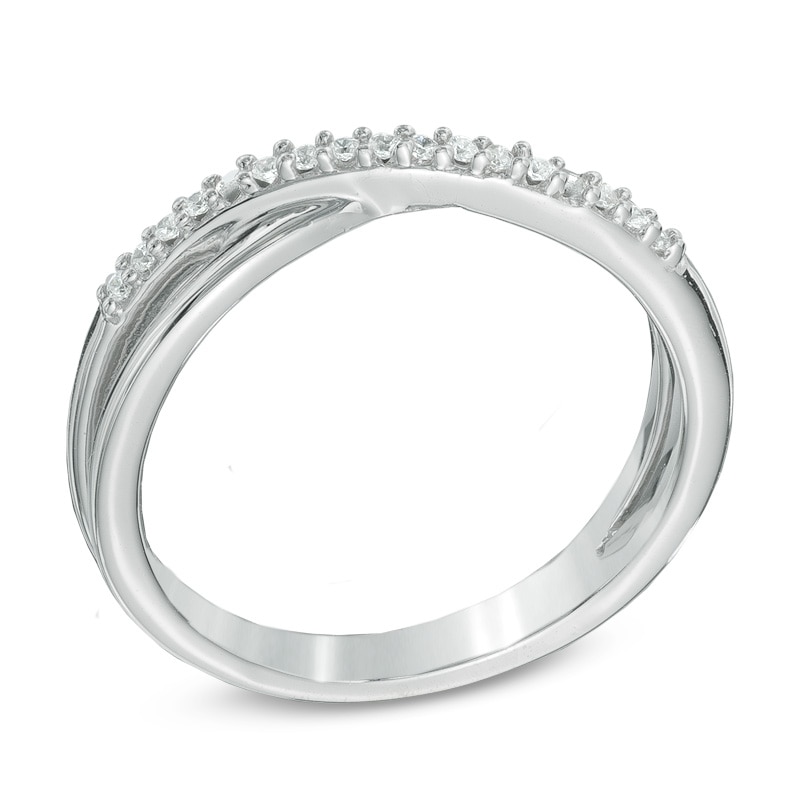 Main Image 2 of Previously Owned - 1/20 CT. T.W. Diamond Criss-Cross Midi Ring in Sterling Silver