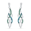 Thumbnail Image 0 of Previously Owned - 1/4 CT. T.W.  Blue, Green and White Diamond Braided Drop Earrings in 10K White Gold