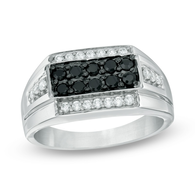 Main Image 1 of Previously Owned - 1/2 CT. T.W.  Black and White Diamond Ring in Sterling Silver