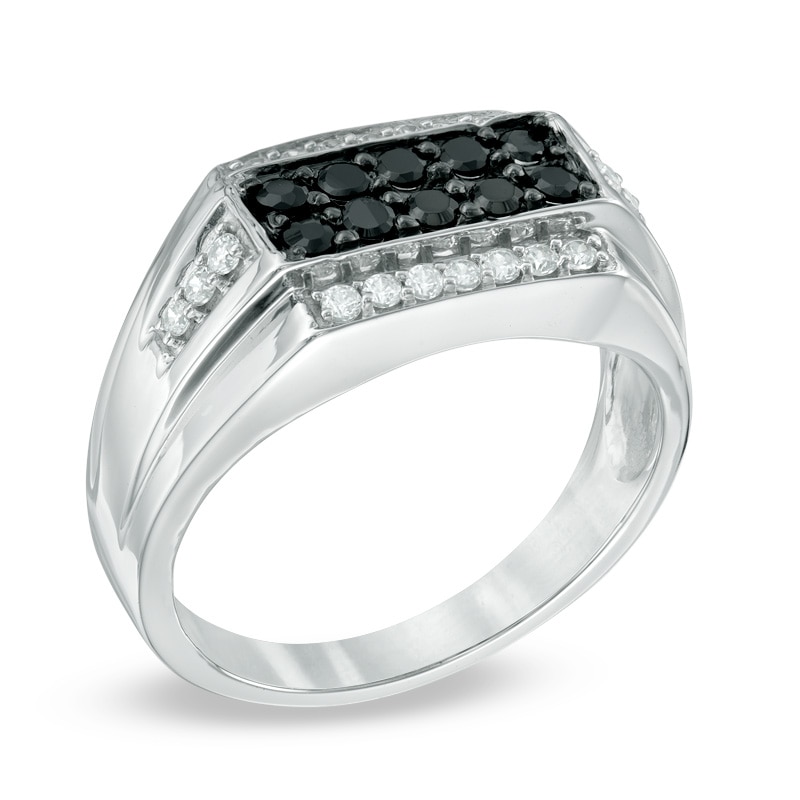 Main Image 2 of Previously Owned - 1/2 CT. T.W.  Black and White Diamond Ring in Sterling Silver