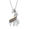 Thumbnail Image 1 of Previously Owned - 1/6 CT. T.W.  Champagne and White Diamond Loving Giraffe Pendant in Sterling Silver and 14K Gold