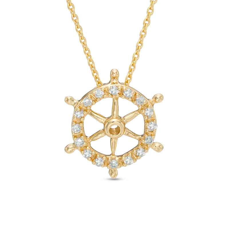Main Image 1 of Previously Owned - Diamond Accent Ship's Wheel Pendant in 10K Gold