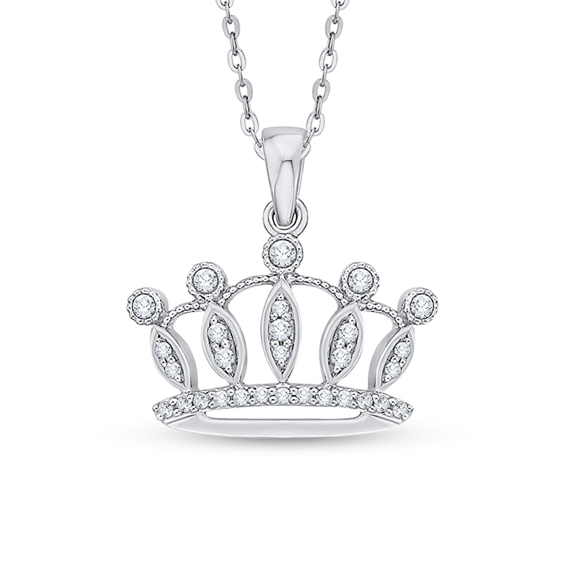 Main Image 1 of Previously Owned - 1/6 CT. T.W. Diamond Crown Pendant in 10K White Gold