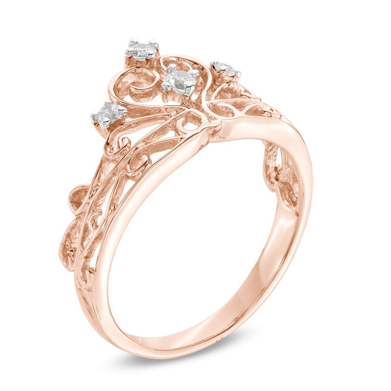 Main Image 2 of Previously Owned - 1/10 CT. T.W. Diamond Crown Ring in Sterling Silver with 14K Rose Gold Plate