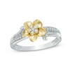 Thumbnail Image 1 of Previously Owned - 1/10 CT. T.W. Diamond Flower Ring in Sterling Silver and 10K Gold