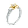 Thumbnail Image 2 of Previously Owned - 1/10 CT. T.W. Diamond Flower Ring in Sterling Silver and 10K Gold