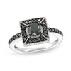 Thumbnail Image 1 of Previously Owned - 1 CT. T.W. Black Diamond Square Frame Ring in Sterling Silver