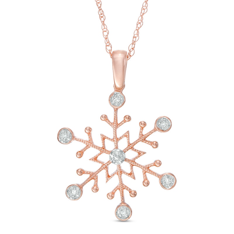 Main Image 1 of Previously Owned - Diamond Accent Snowflake Pendant in 10K Rose Gold