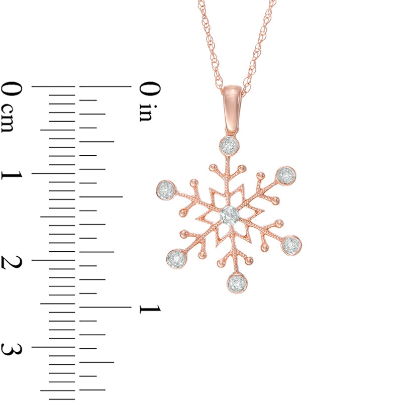 Main Image 2 of Previously Owned - Diamond Accent Snowflake Pendant in 10K Rose Gold