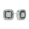 Thumbnail Image 1 of Previously Owned - Black and White Diamond Accent Cushion Frame Stud Earrings in Sterling Silver