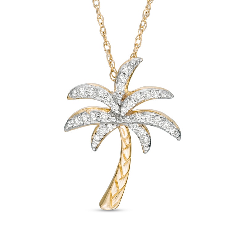 Main Image 1 of Previously Owned - 1/10 CT. T.W. Diamond Palm Tree Pendant in 10K Gold