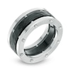 Thumbnail Image 2 of Previously Owned - 10.0mm Hammered center with Rivets Wedding Band in Two-Tone Stainless Steel