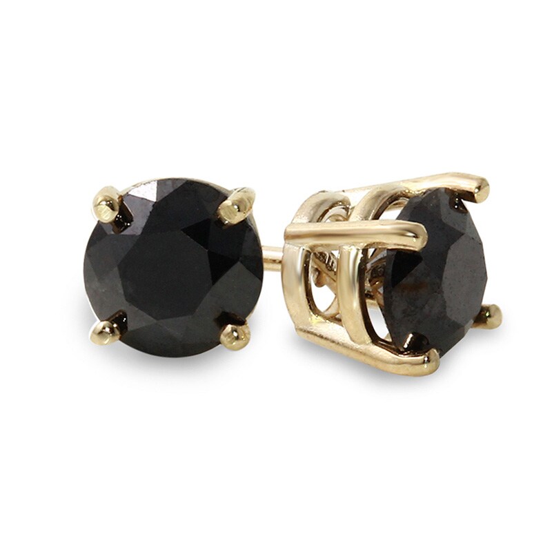 Main Image 1 of Previously Owned - 5 CT. T.W. Black Diamond Solitaire Stud Earrings in 14K Gold