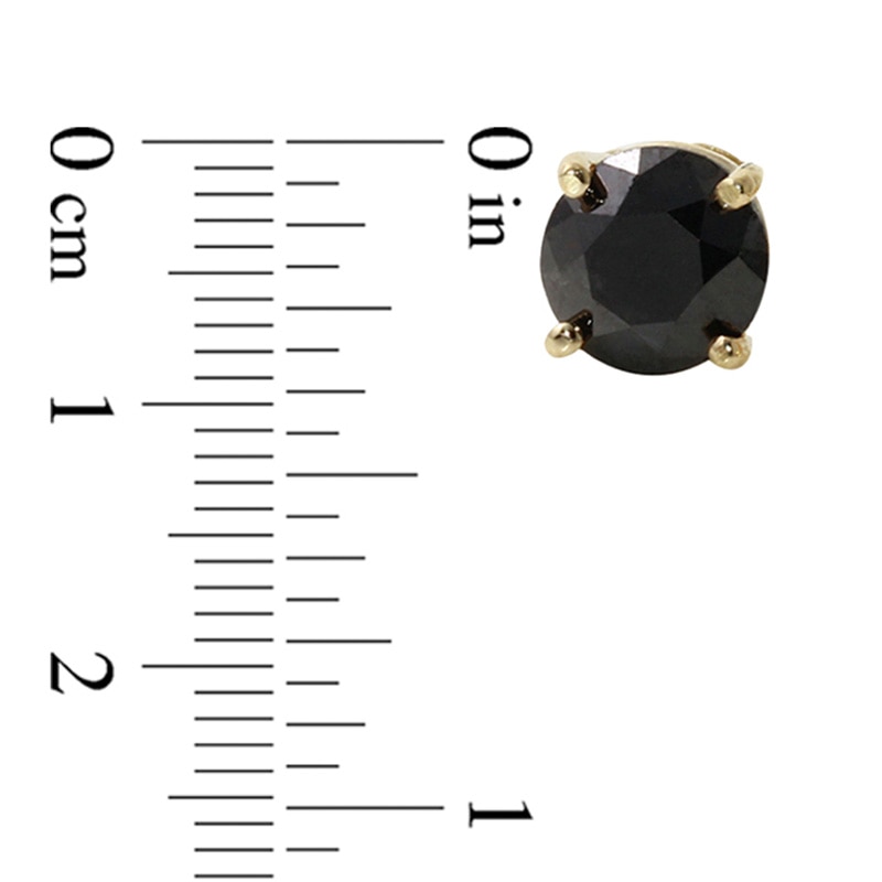 Main Image 2 of Previously Owned - 5 CT. T.W. Black Diamond Solitaire Stud Earrings in 14K Gold