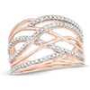 Thumbnail Image 1 of Previously Owned - Diamond Accent Layered Crossover Ring in Sterling Silver with 14K Rose Gold Plate