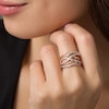 Thumbnail Image 2 of Previously Owned - Diamond Accent Layered Crossover Ring in Sterling Silver with 14K Rose Gold Plate