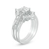Thumbnail Image 1 of Previously Owned - White Lab-Created Sapphire and 1/20 CT. T.W. Diamond Three Piece Bridal Set in Sterling Silver