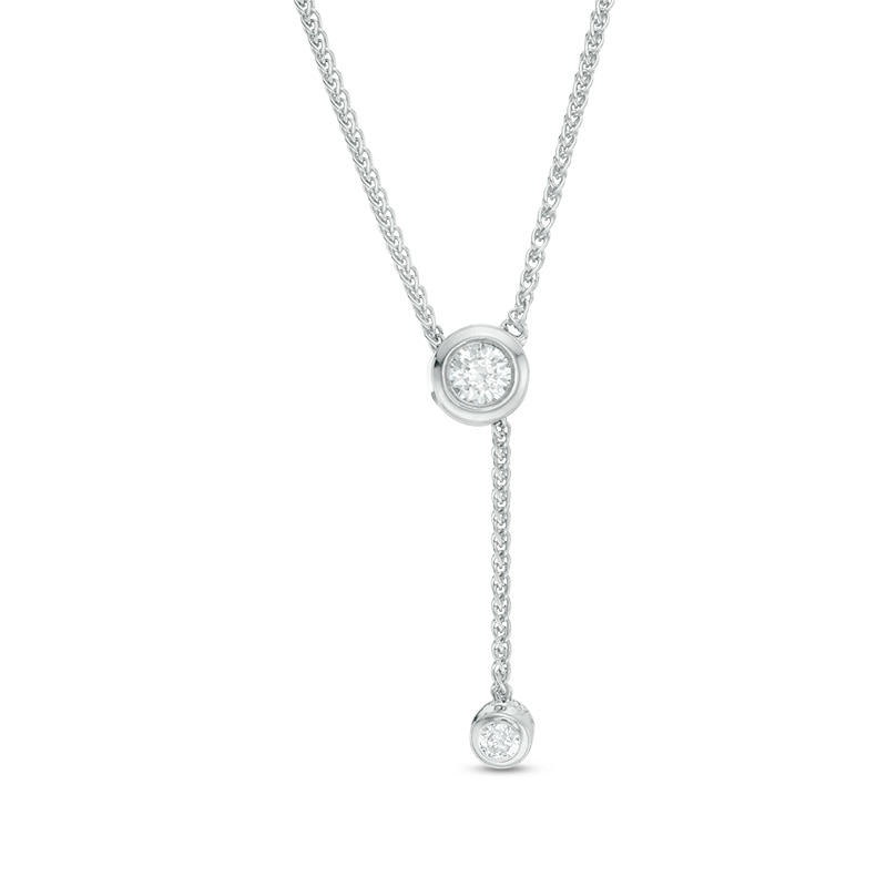 Main Image 1 of Previously Owned - 1/3 CT. T.W. Diamond Lariat Necklace in Sterling Silver - 26"