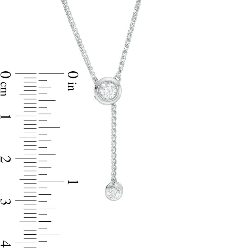 Main Image 3 of Previously Owned - 1/3 CT. T.W. Diamond Lariat Necklace in Sterling Silver - 26"