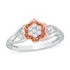 Thumbnail Image 1 of Previously Owned - 1/8 CT. T.W. Composite Diamond Flower Promise Ring in Sterling Silver with 10K Rose Gold Plate