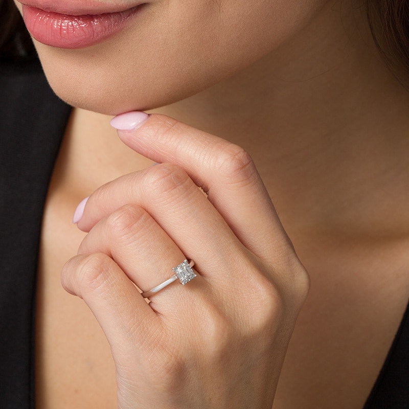 Main Image 2 of Previously Owned - 1/10 CT. T.W. Baguette and Round Composite Diamond Promise Ring in Sterling Silver