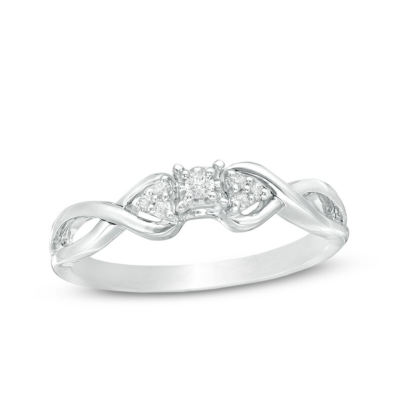 Main Image 1 of Previously Owned - 1/15 CT. T.W. Diamond Tri-Sides Infinity Shank Promise Ring in Sterling Silver