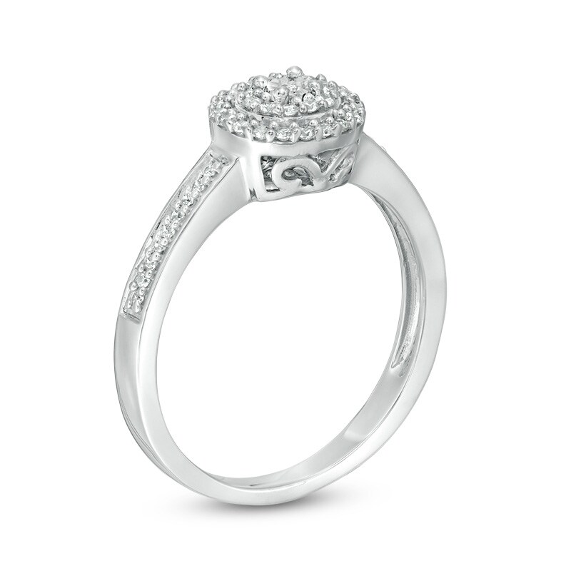 Main Image 3 of Previously Owned - 1/5 CT. T.W. Diamond Double Frame Promise Ring in Sterling Silver