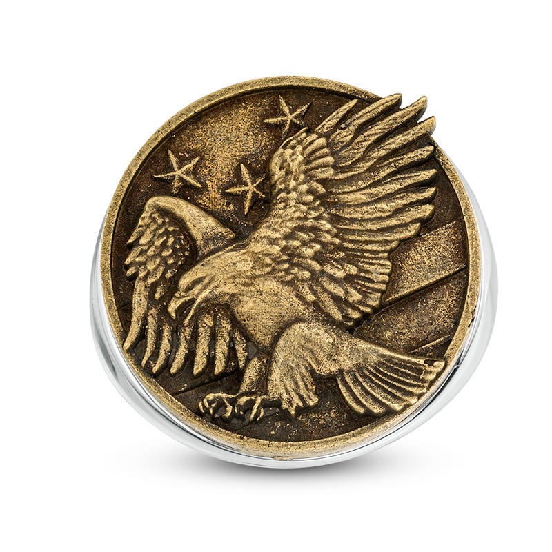 Main Image 1 of Previously Owned - Flying Eagle Antique-Finished Signet Ring in Sterling Silver and Bronze