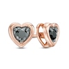 Thumbnail Image 1 of Previously Owned - 1/4 CT. T.W. Black Diamond Solitaire Heart Stud Earrings in 10K Rose Gold