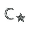 Thumbnail Image 1 of Previously Owned - Black and White Diamond Accent Moon/Star Mismatch Stud Earrings in Sterling Silver with Black Rhodium