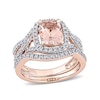 Thumbnail Image 0 of Previously Owned - Cushion-Cut Morganite and 1/4 CT. T.W. Diamond Frame Bridal Set in 10K Rose Gold