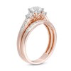 Thumbnail Image 2 of Previously Owned - 5.4mm Lab-Created White Sapphire Three Stone Bridal Set in 10K Rose Gold