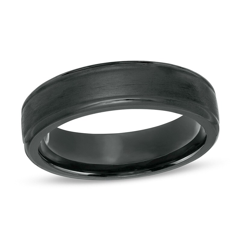 Main Image 1 of Previously Owned - Men's 6.0mm Satin Comfort-Fit Band in Black Titanium