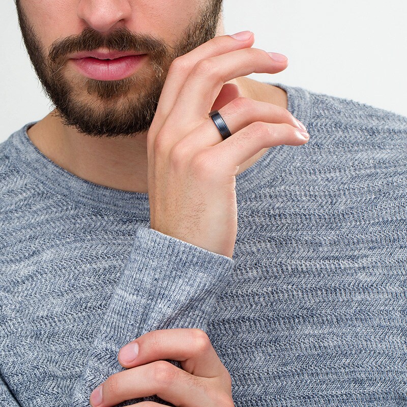 Main Image 2 of Previously Owned - Men's 6.0mm Satin Comfort-Fit Band in Black Titanium