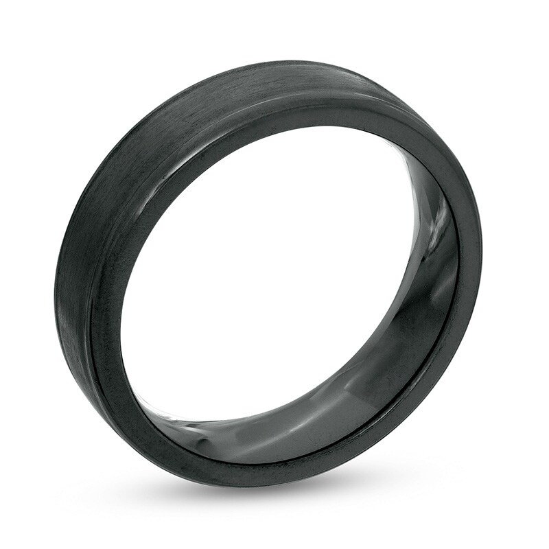 Main Image 3 of Previously Owned - Men's 6.0mm Satin Comfort-Fit Band in Black Titanium