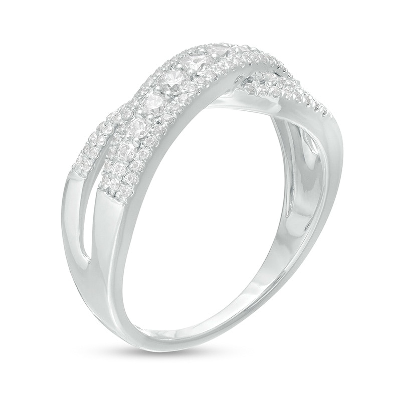 Main Image 3 of Previously Owned - 1/2 CT. T.W. Diamond Criss-Cross Split Shank Ring in 10K White Gold