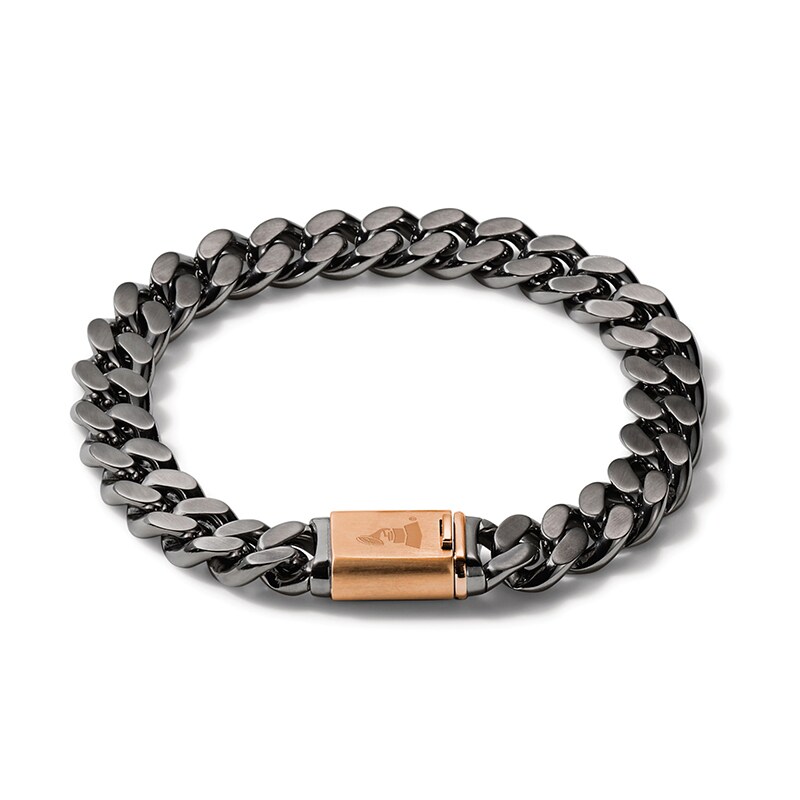 Main Image 1 of Previously Owned - Bulova Jewelry Latin GRAMMY AWARDS® 1.57mm Curb Chain Bracelet in Two-Tone Stainless Steel - 7.5"