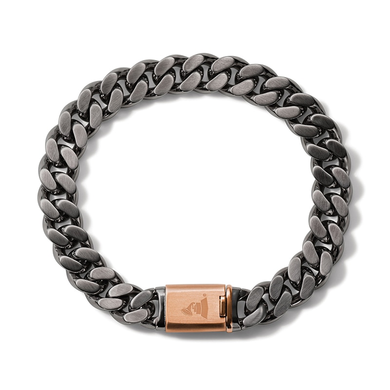 Main Image 2 of Previously Owned - Bulova Jewelry Latin GRAMMY AWARDS® 1.57mm Curb Chain Bracelet in Two-Tone Stainless Steel - 7.5"