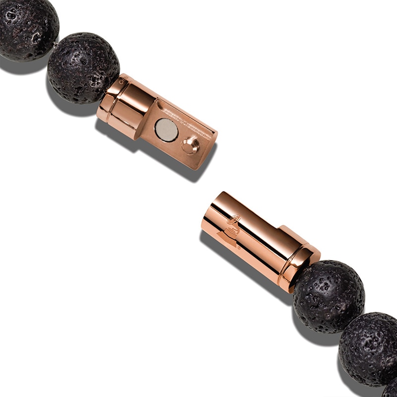 Main Image 3 of Previously Owned - Bulova Jewelry Latin GRAMMY AWARDS® 8.3mm Stainless Steel and Lava Stone Bead Bracelet - 9.0"