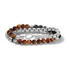 Thumbnail Image 1 of Previously Owned - Bulova Jewelry 8.3mm Tiger's Eye and Lava Bead Chain Wrap Bracelet in Stainless Steel - 17"