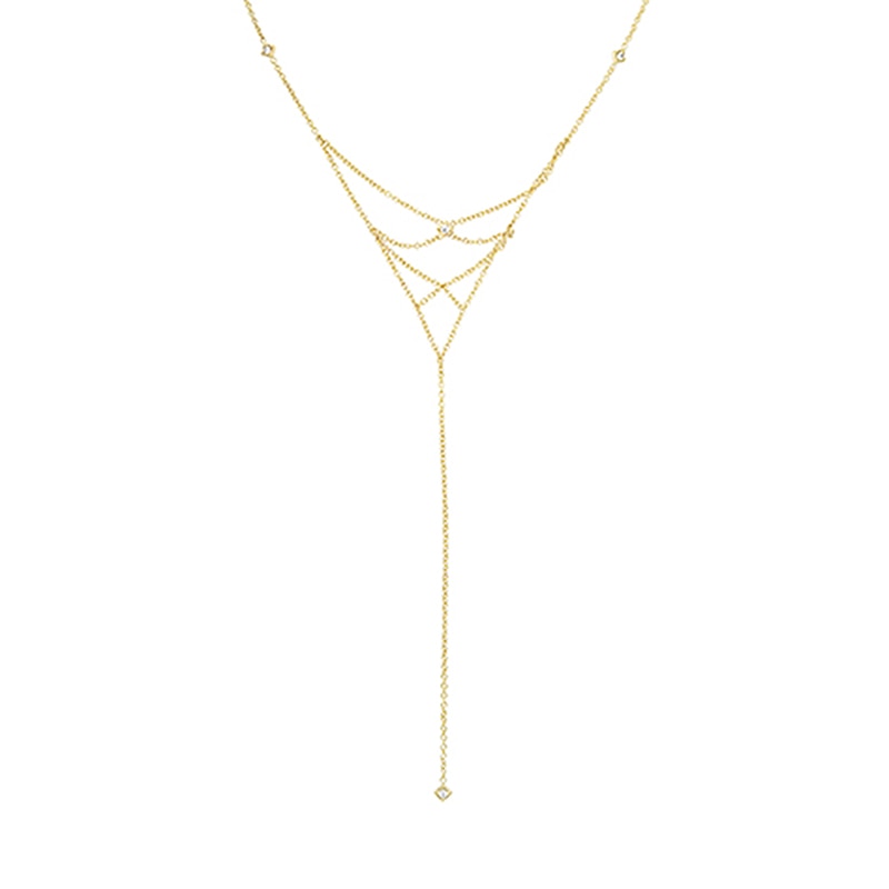 Main Image 1 of Previously Owned - LexiMazz 1/8 CT. T.W. Diamond Lariat "Y" Necklace in 14K Gold - 16"