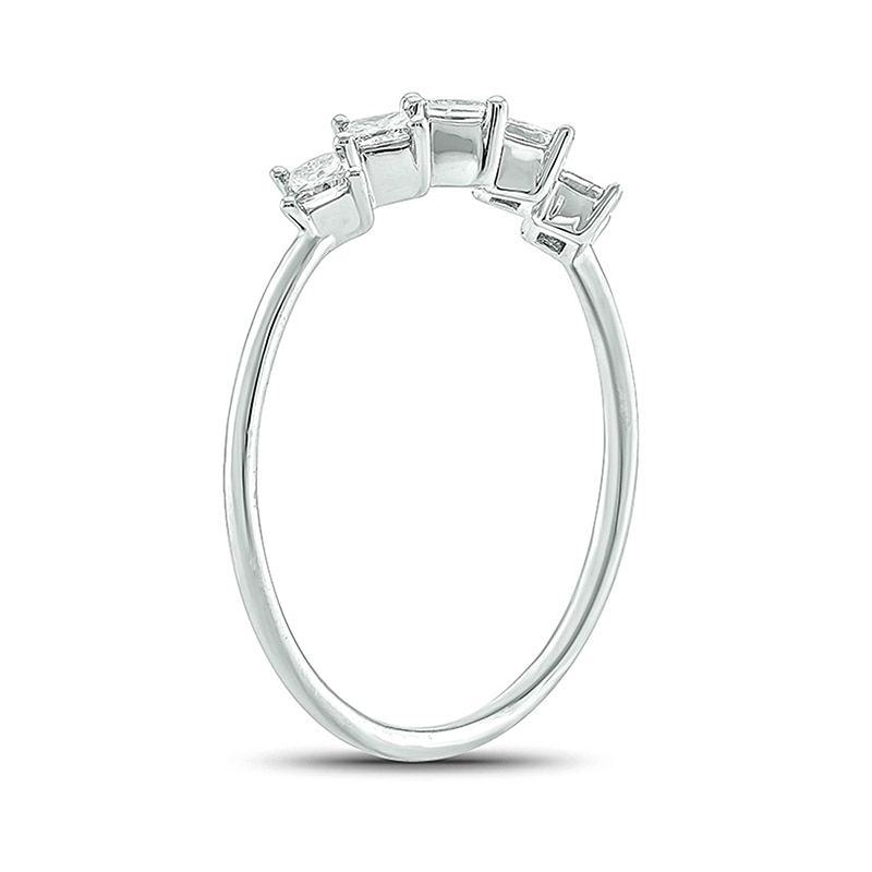 Main Image 2 of Previously Owned - 1/3 CT. T.W. Princess-Cut Tilted Five Stone Ring in 10K White Gold