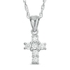 Thumbnail Image 1 of Previously Owned - 1/10 CT. T.W. Diamond Mini Cross Pendant in 14K White Gold
