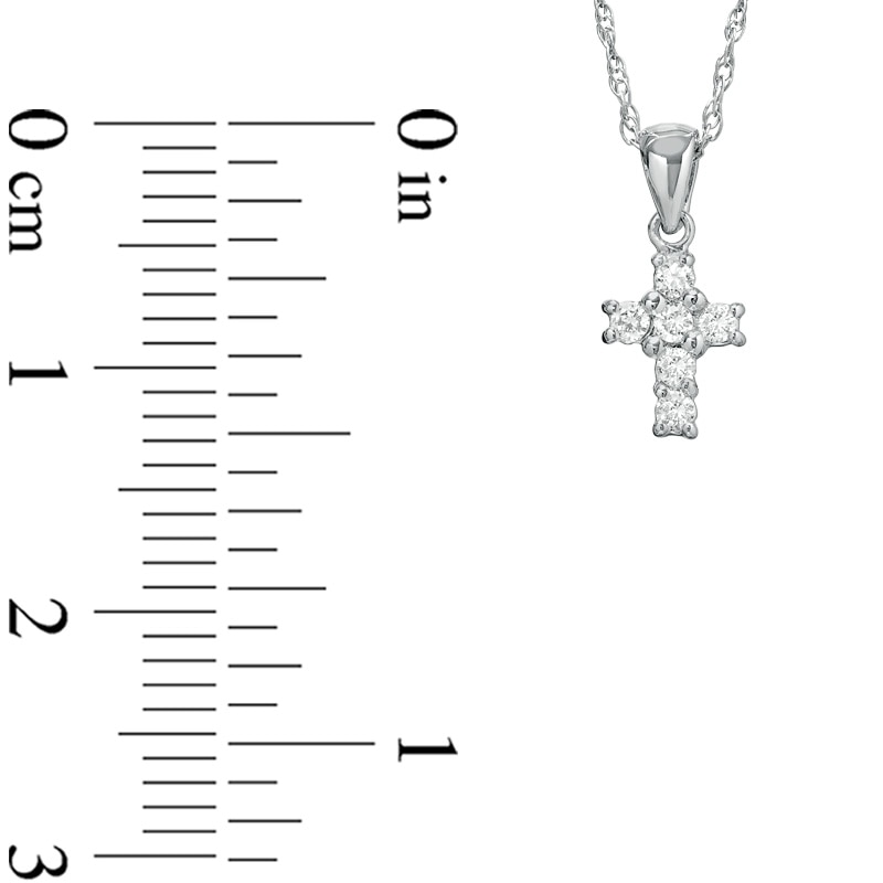 Main Image 2 of Previously Owned - 1/10 CT. T.W. Diamond Mini Cross Pendant in 14K White Gold