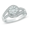 Thumbnail Image 0 of Previously Owned - 1/2 CT. T.W. Diamond Cluster Swirl Engagement Ring in 14K White Gold